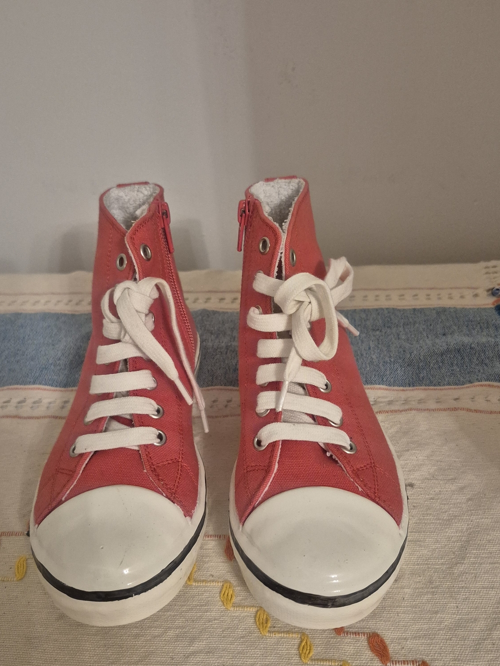 Marni Red High-Top Kids Sneakers with White Laces